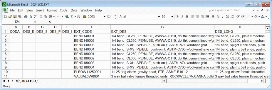 Excel: TXT file content