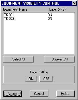 Equipment layers visibility window