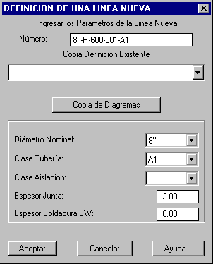 Cuadro de dilogo definicin de lnea nueva