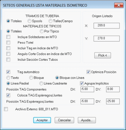 Seteos Generales Listado Materiales Isomtricos