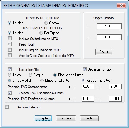 Seteos Generales Listado Materiales Isomtricos